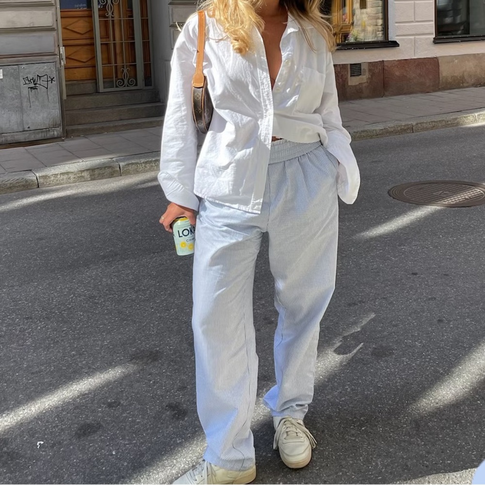 Djerf Avenue Breezy Pant Blue Stripe
